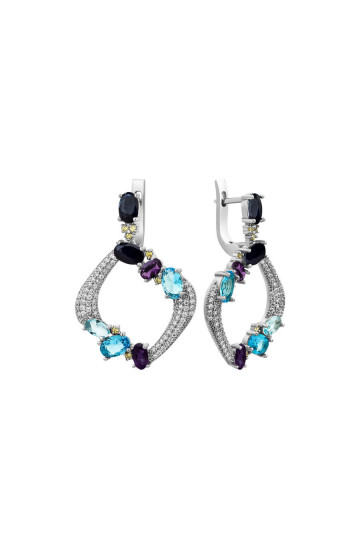 Серебряные серьги S-391-Sp21Tp25Am50-E