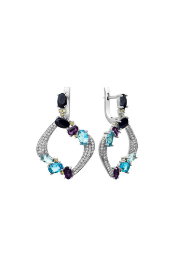 Серебряные серьги S-391-Sp21Tp25Am50-E