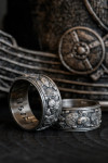 Silver ring with "Viking and runes"