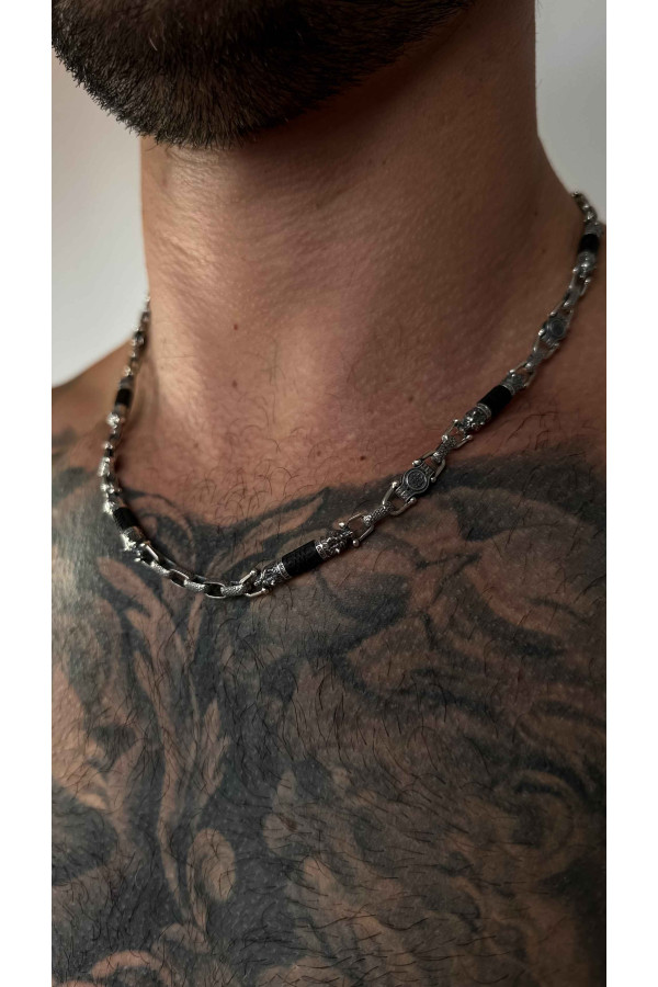 Silver chain decorated with "Wolf's head"
