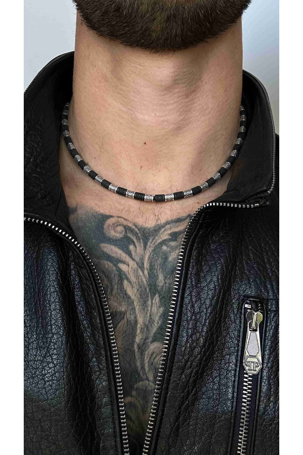 Silver embroidery chain with Ebony inserts