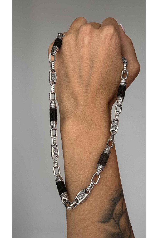 Cadena de plata para hombre con imágenes de Santos