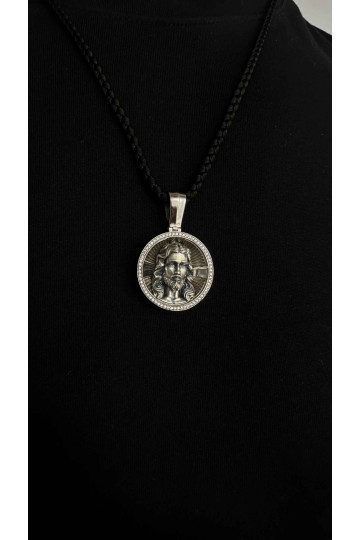 Srebrny naszyjnik-amulet "oblicze Jezusa Chrystusa"