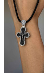 Silver Cross with crucifix "save and preserve -  Our father"