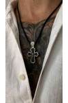 Silver Cross with crucifix "save and preserve -  Our father"