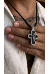 Silver Cross with crucifix "save and preserve -  Our father"