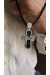 Silver Cross with crucifix "save and preserve -  Our father"