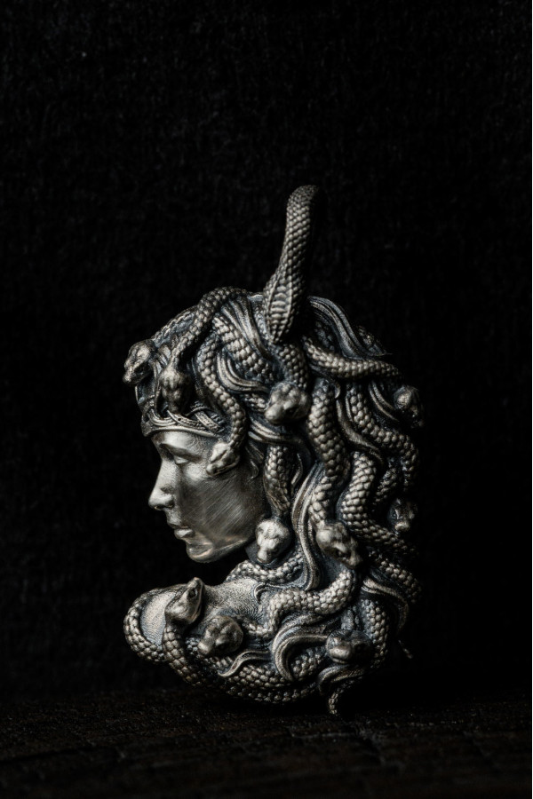 Silver pendant with the image of Medusa Gorgon